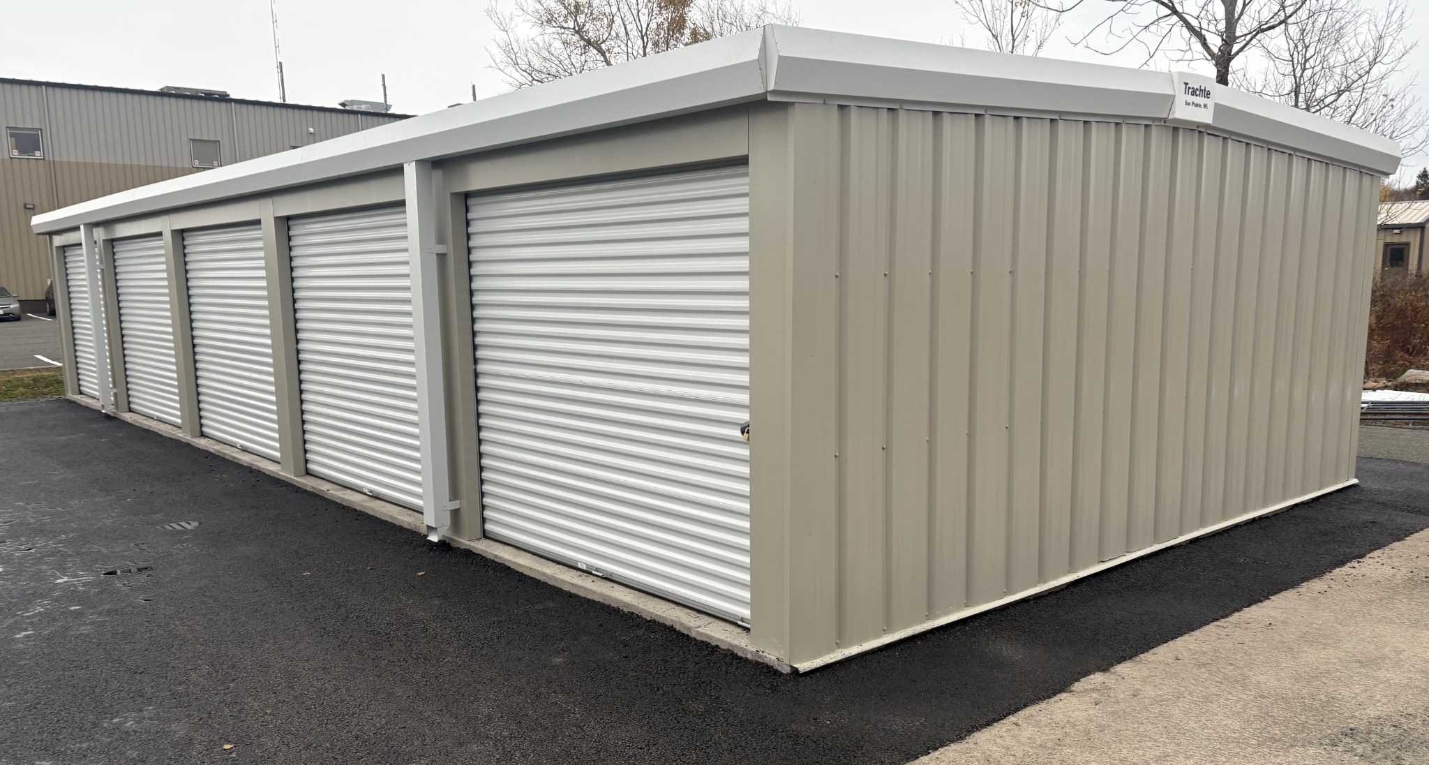 Exterior view of DOMTOR drive-up self storage units in Sydney NS